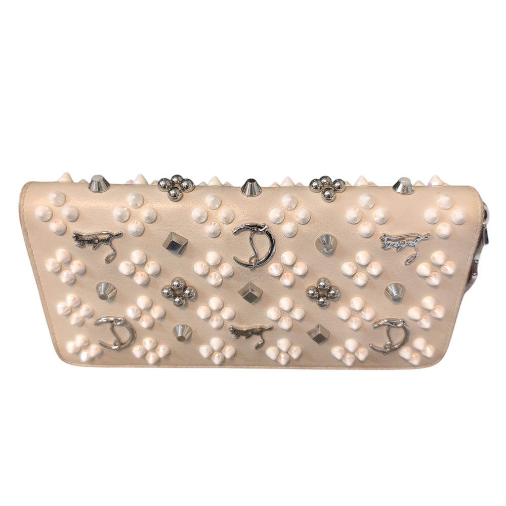 Christian Louboutin Cream Studded Preloved Long Zip Wallet Well Made - Picture 6 of 15